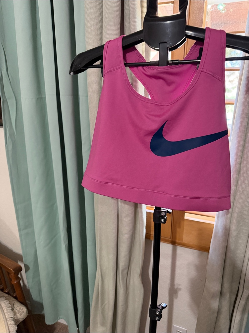 Nike Magenta Racerback Crop Sports Bra with Navy Swoosh